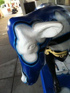 cow statue at airport in vermont