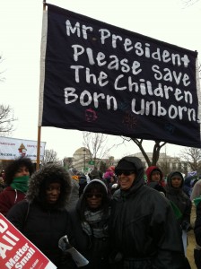 March for Life sign to President