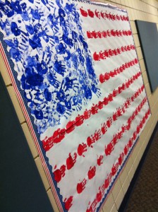 American flag of handprints